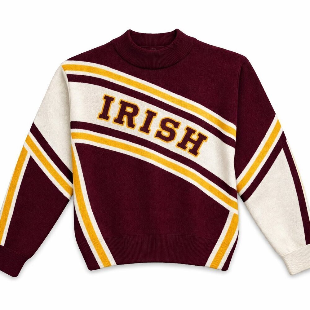 Vintage Irish Collegiate Cheer Style Sweater Maroon Yellow White